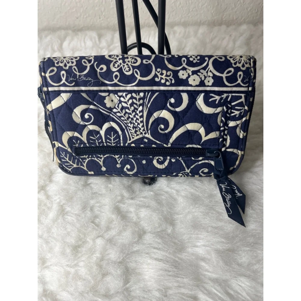 Vera Bradley Julia Style Twirly Birds Navy Blue Wallet - Picture 4 of 8